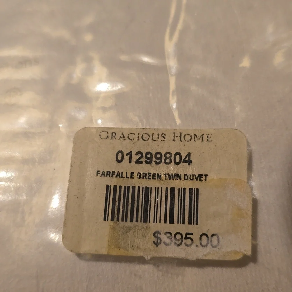 Gracious Home Luxury Farfalle Green Twin Duvet, Retail Price $395.00US